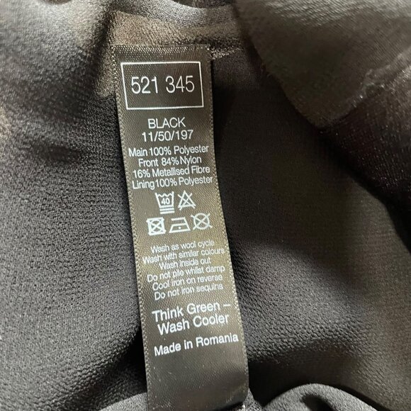 M&Co Black & Silver Sequin Sheer Back Top 12 Evening Party Glam Holiday Cocktail - Picture 4 of 11